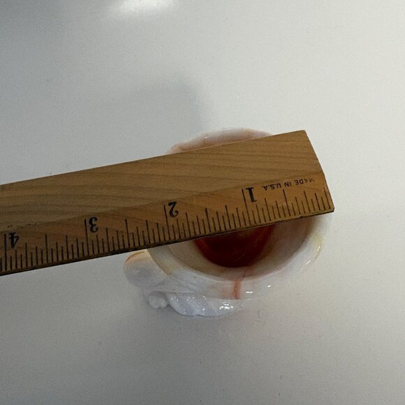 NYC Vogue Merc Milk Glass Slag Orange White Cornucopia Toothpick Holder Vase VTG - Picture 7 of 7